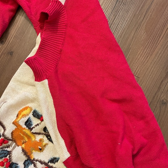 Floral Embroidered Sweater - Red and Cream - Picture 6 of 8